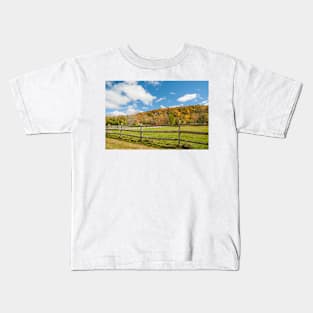 rural landscape with red barn Kids T-Shirt